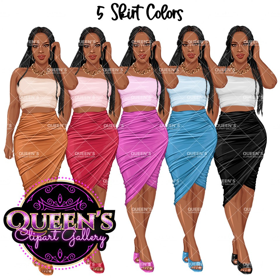 Afro woman in skirt, Fashion girl clipart, African American woman, Summer girl clipart, Curvy girl, Beach time, Fashion illustration, Girl boss, Black girl magic