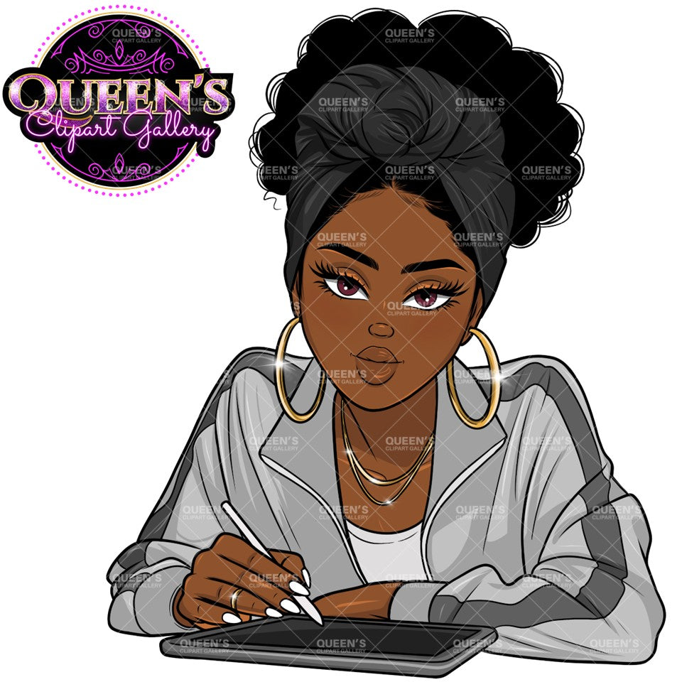 Fashion Clipart | Black Girl Magic Clipart | Black Girl Clipart | Afro Girl Clipart | Afro Woman | Technology Clipart | Girl Boss Clipart