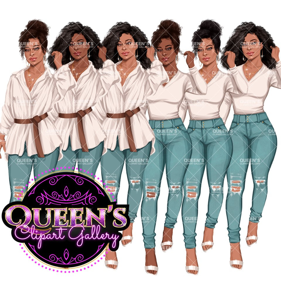 Denim jeans girl, Jeans girl clipart, Fashion girl clipart, Afro girl clipart, Lady boss, Denim girl, Fall girl clipart, Fashion illustration