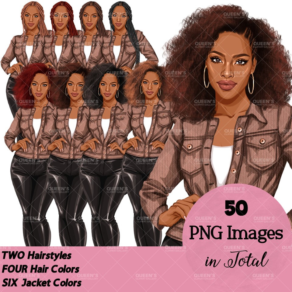 African American woman, Leather pants, Denim jeans girl, Afro girl clipart, Fashion clipart, Black woman clipart, Black girl magic, Fashion girl clipart, Girl boss clipart, Black girl png