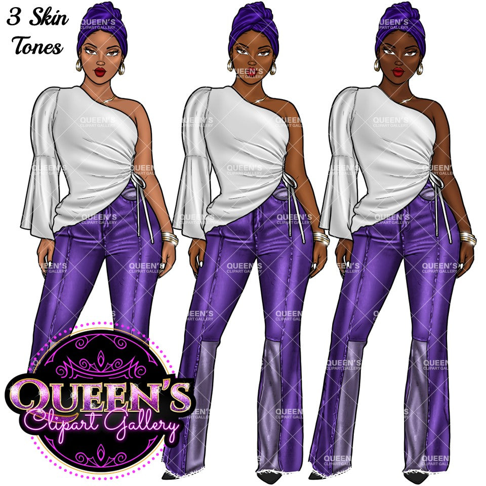 Denim girl clipart, Woman in Headwrap, Fashion girl clipart, Jeans Girl Clipart, African American woman clipart, Afro girl clipart, Headwrap